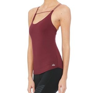 ALO Yoga Link Bra Tank in Black Cherry